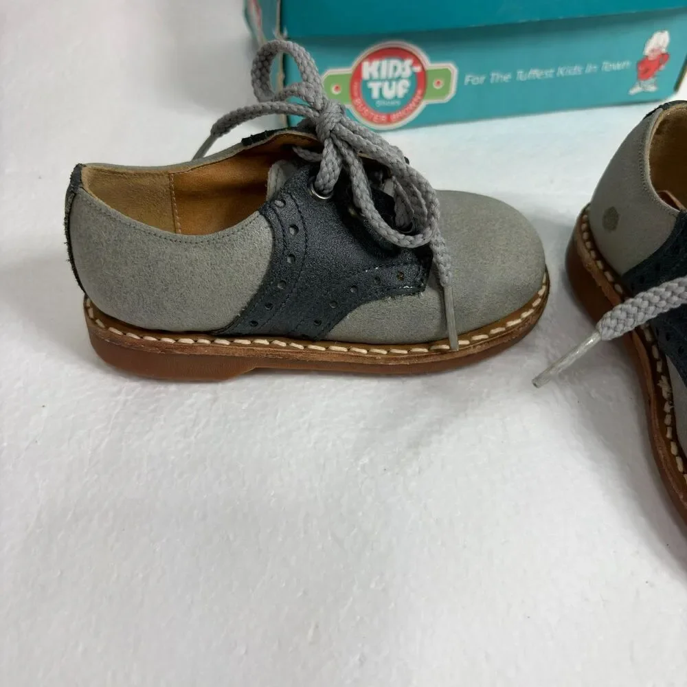 Buster Brown Vintage Kids Two Toned Unisex Saddle Oxford Shoes Size5D Gray Black